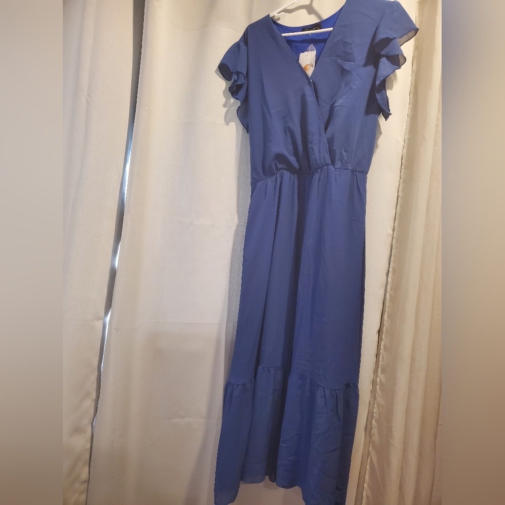 Pretty Garden Blue Women's Dress NWT